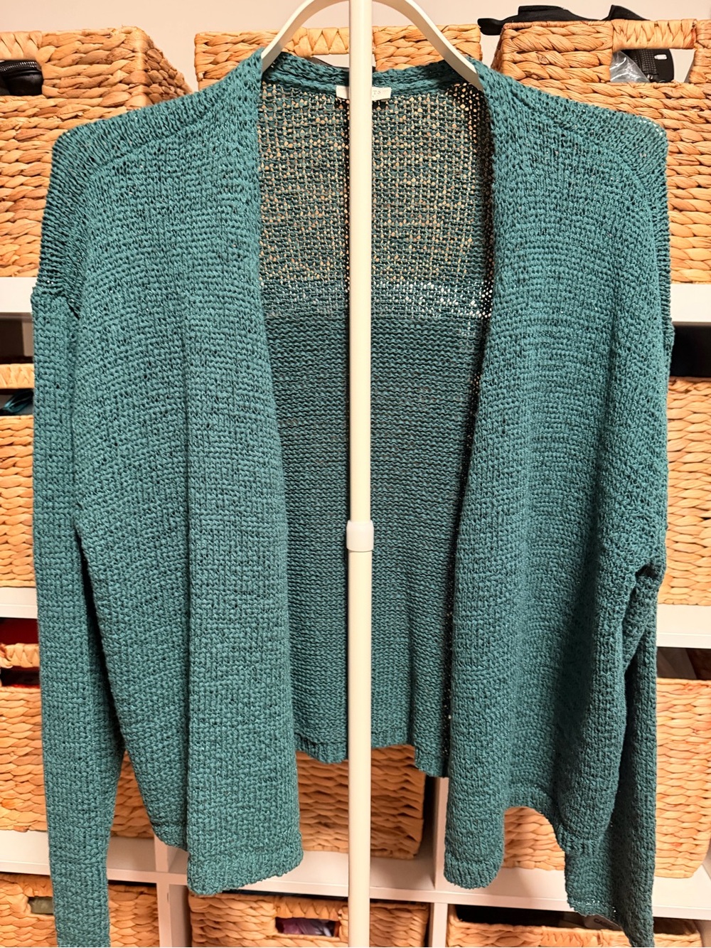 Talbots Teal Open-Front Knit Cardigan